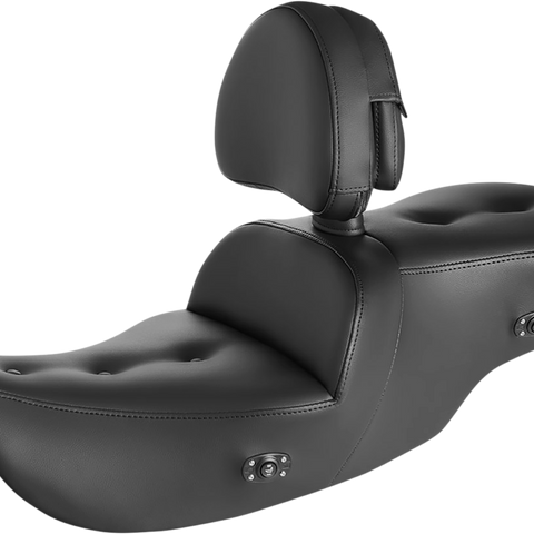 SADDLEMEN Roadsofa™ Pillow Top Seat with Backrest and Heater – Black (Part No. 897-07-181BRHC)