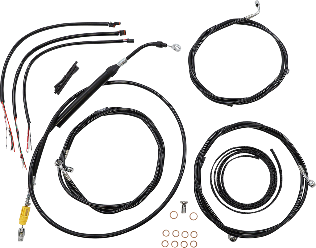 LA CHOPPERS Handlebar Cable/Brake Line Kit - Complete - 18" - 20" Handlebars - Black Vinyl LA-8056KT2-19B - Team Dream Rides