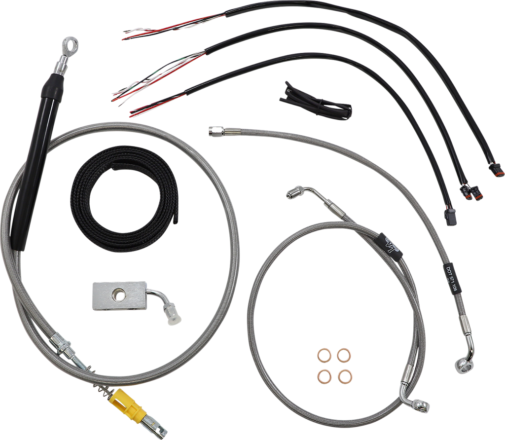 LA CHOPPERS Handlebar Cable/Brake Line Kit - Quick Connect - Complete - 15" - 17" Handlebars - Stainless LA-8155KT2-16 - Team Dream Rides