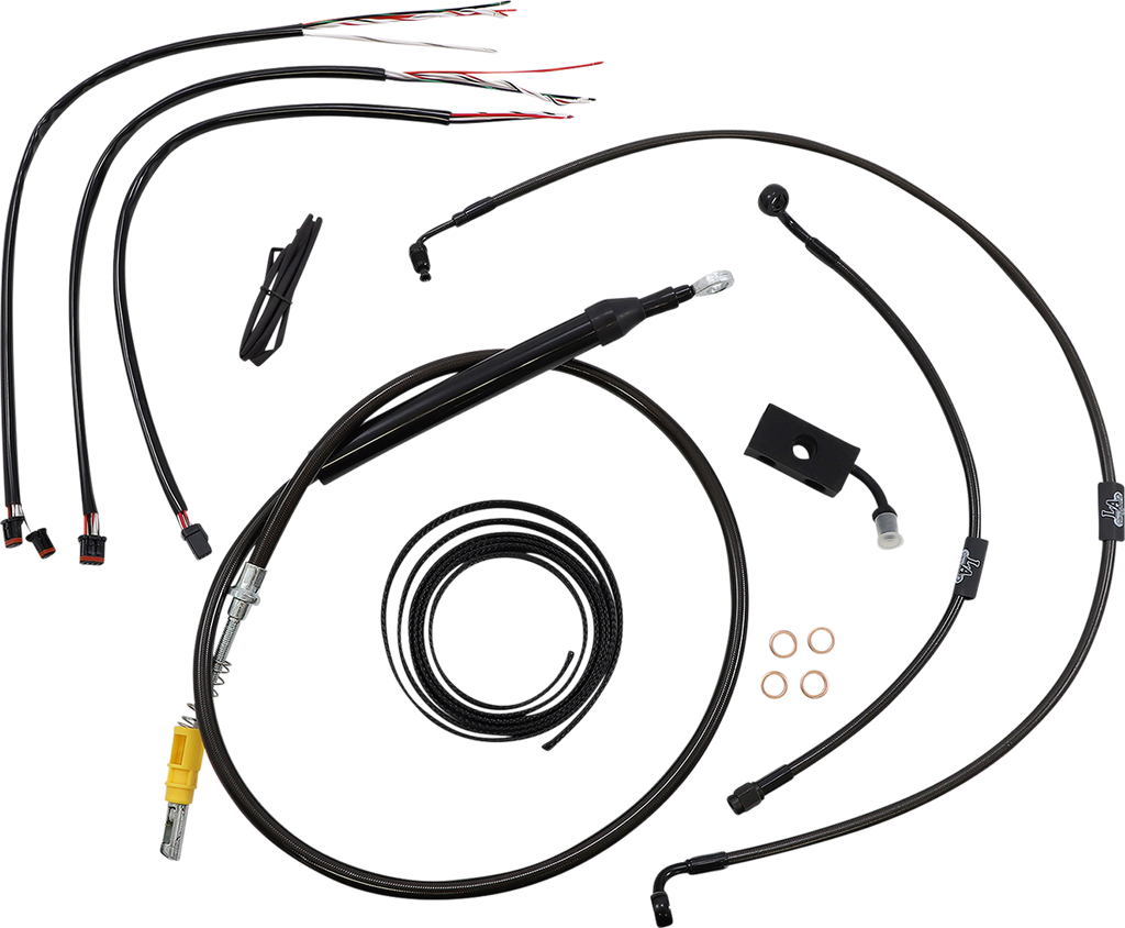 LA CHOPPERS Handlebar Cable/Brake Line Kit - Quick Connect - Complete - 15" - 17" Handlebars - Midnight LA-8155KT2-16M - Team Dream Rides