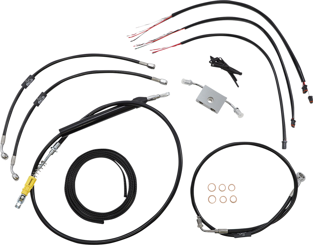 LA CHOPPERS Handlebar Cable/Brake Line Kit - Quick Connect - Complete - 15" - 17" Handlebars - Black LA-8157KT2-16B - Team Dream Rides