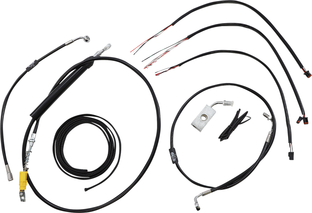 LA CHOPPERS Handlebar Cable/Brake Line Kit - Quick Connect - Complete - 18" - 20" Handlebars - Black Vinyl LA-8155KT2-19B - Team Dream Rides