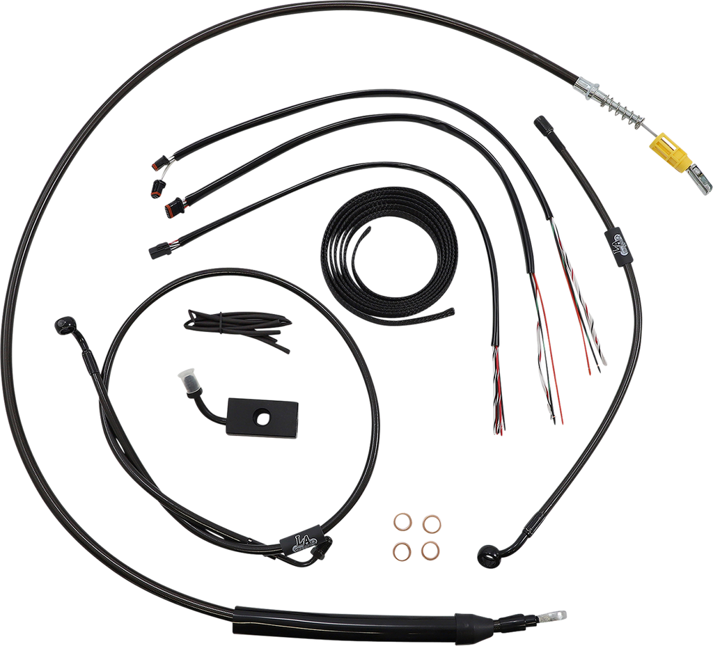 LA CHOPPERS Handlebar Cable/Brake Line Kit - Quick Connect - Complete - 18" - 20" Handlebars - Midnight LA-8155KT2-19M - Team Dream Rides