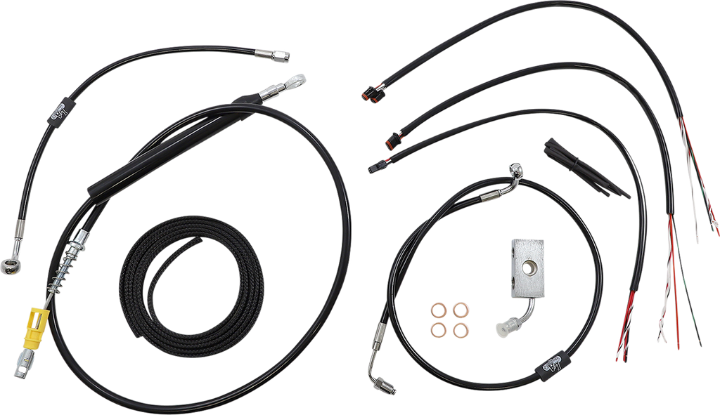 LA CHOPPERS Handlebar Cable/Brake Line Kit - Quick Connect - Complete - 15" - 17" Handlebars - Black LA-8155KT2-16B - Team Dream Rides