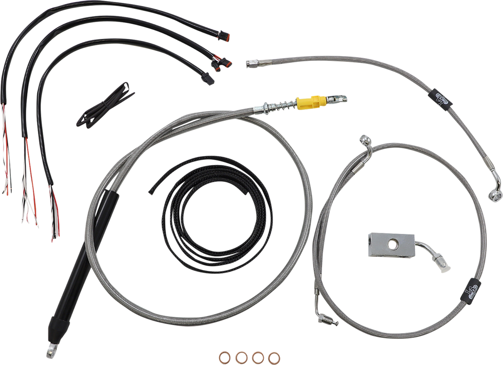 LA CHOPPERS Handlebar Cable/Brake Line Kit - Quick Connect - Complete - 18" - 20" Handlebars - Stainless LA-8155KT2-19 - Team Dream Rides