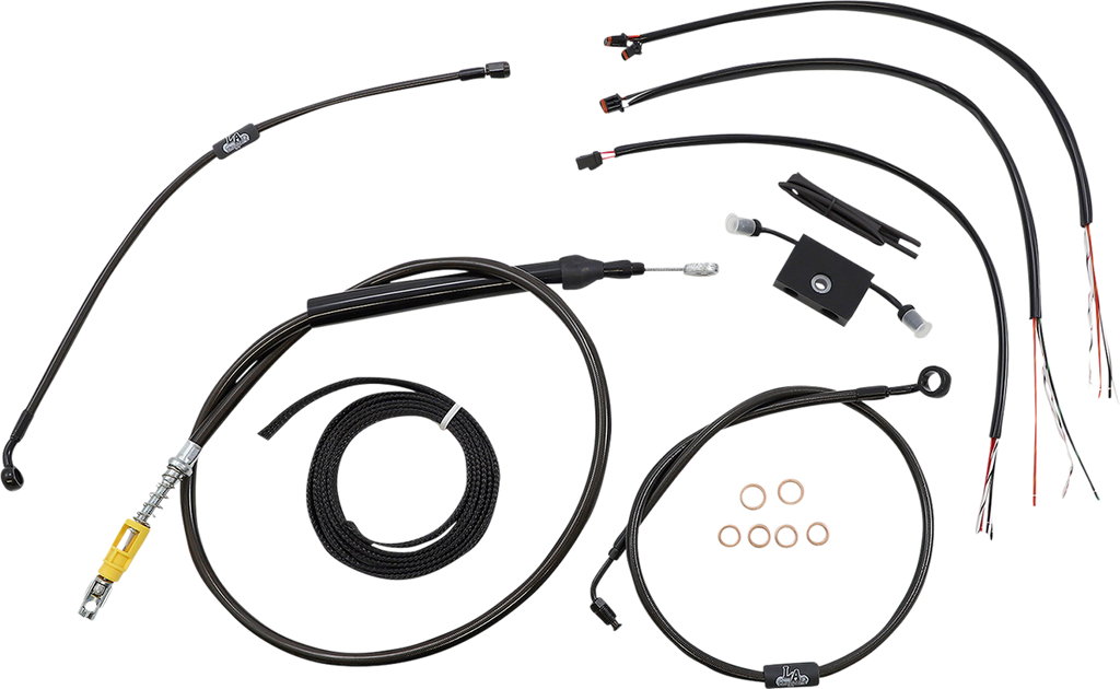 LA CHOPPERS Handlebar Cable/Brake Line Kit - Quick Connect - Complete - 15" - 17" Handlebars - Midnight LA-8157KT2-16M - Team Dream Rides
