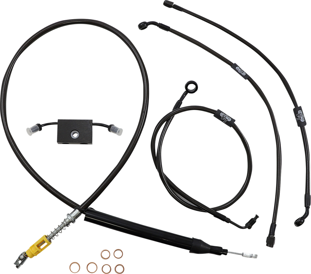 LA CHOPPERS Handlebar Cable/Brake Line Kit - Quick Connect - 12" - 14" Ape Hanger Handlebars - Midnight LA-8157KT-13M - Team Dream Rides