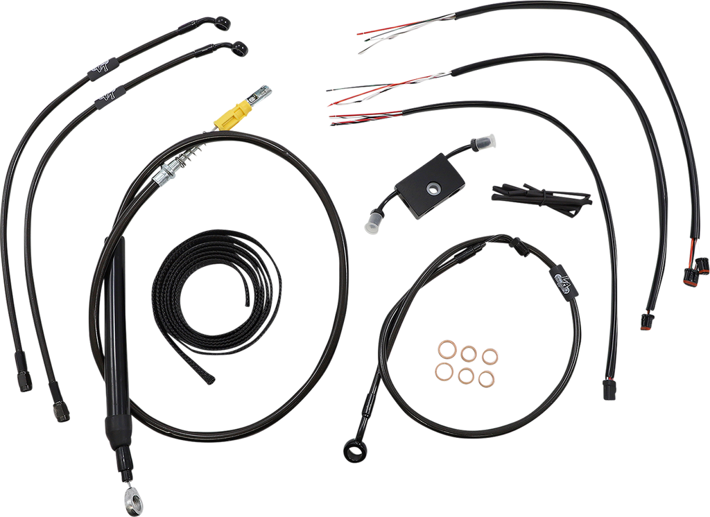 LA CHOPPERS Handlebar Cable/Brake Line Kit - Quick Connect - Complete - 12" - 14" Handlebars - Midnight LA-8157KT2-13M - Team Dream Rides