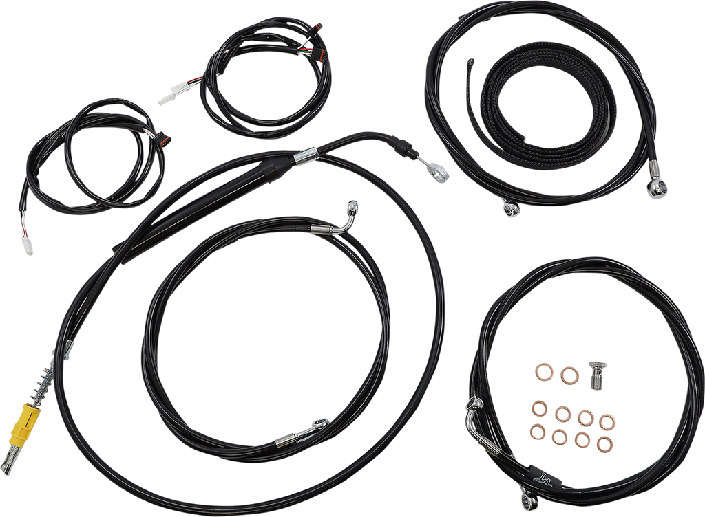 LA CHOPPERS Cable Kit - 18" - 20" Handlebars - ABS - Black LA-8056KT3-19B - Team Dream Rides