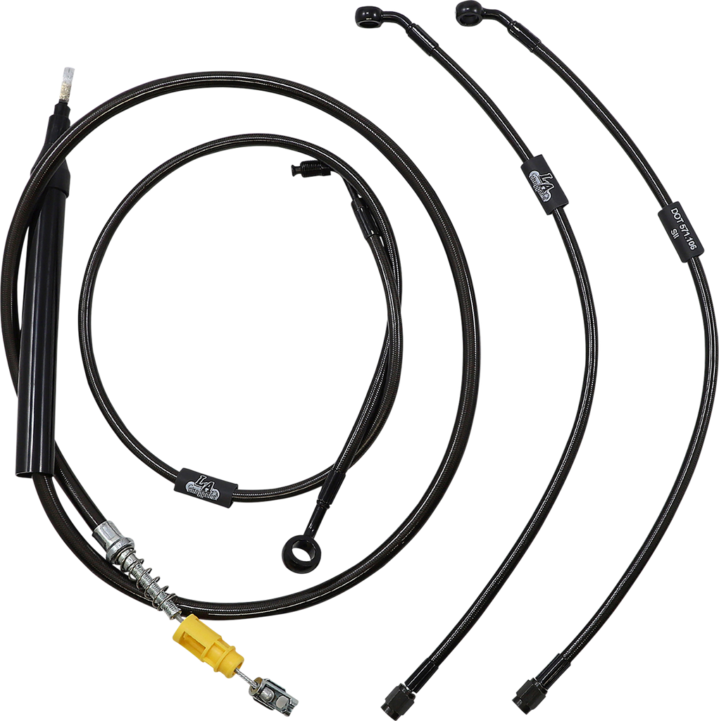 LA CHOPPERS Handlebar Cable/Brake Line Kit - Quick Connect - 15" - 17" Ape Hanger Handlebars - Midnight LA-8157KT-16M - Team Dream Rides