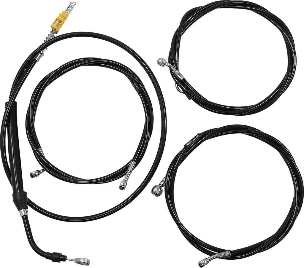 LA CHOPPERS Handlebar Cable/Brake Line Kit - Complete - 12" - 14" Handlebars - Black Vinyl LA-8056KT2-13B - Team Dream Rides