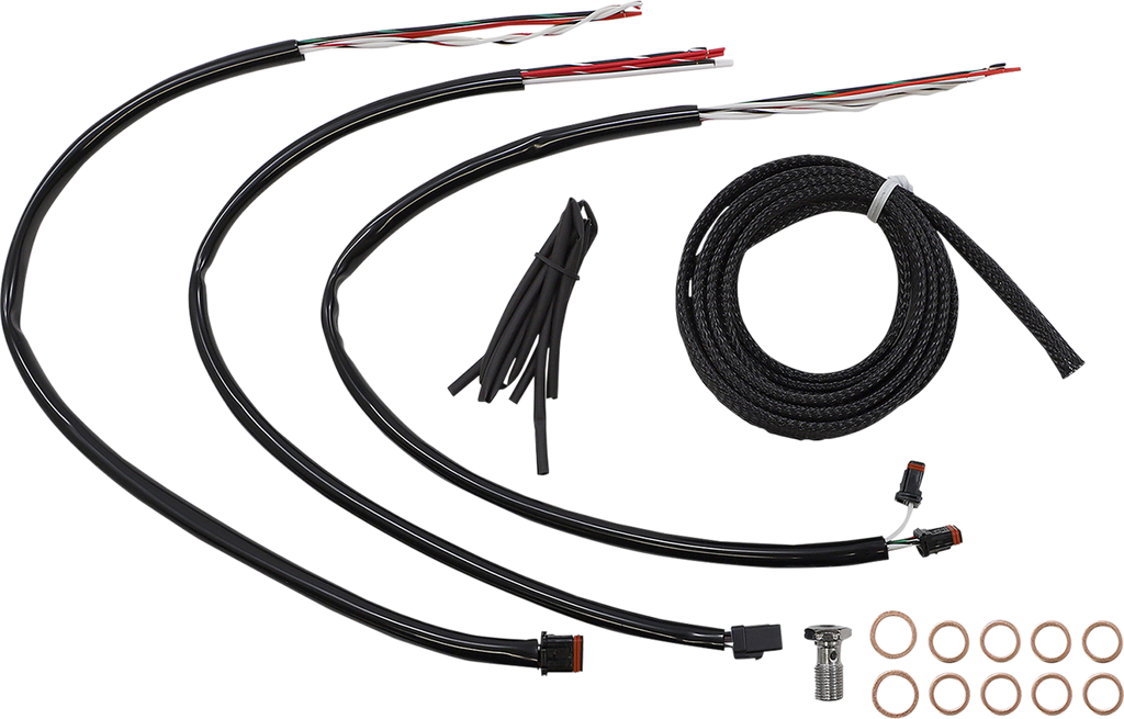 LA CHOPPERS Handlebar Cable/Brake Line Kit - Complete - 12" - 14" Handlebars - Black Vinyl LA-8056KT2-13B - Team Dream Rides