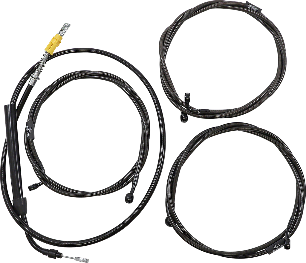 LA CHOPPERS Handlebar Cable/Brake Line Kit - Complete - 12" - 14" Handlebars - Midnight LA-8056KT2-13M - Team Dream Rides