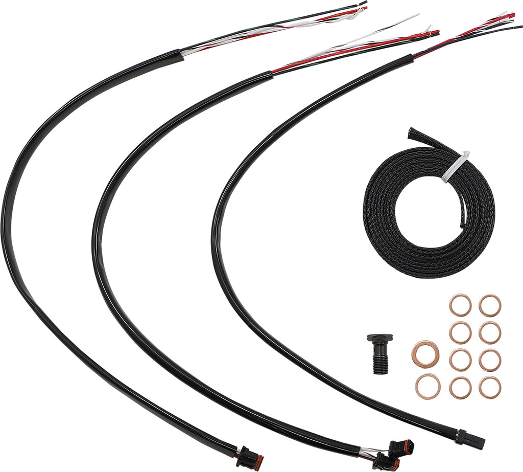 LA CHOPPERS Handlebar Cable/Brake Line Kit - Complete - 12" - 14" Handlebars - Midnight LA-8056KT2-13M - Team Dream Rides