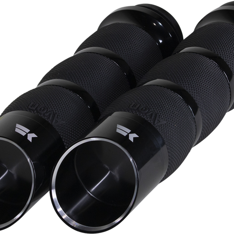 Khrome Werks Edge Grips - Air Cushion Black with Billet Aluminum End Caps, Part 500150