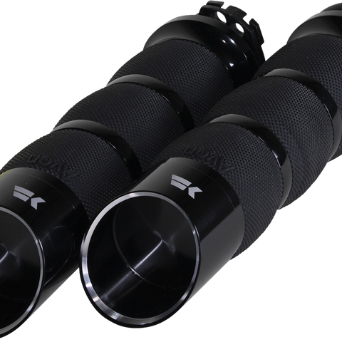 Khrome Werks Edge Air Cushion Grips with Billet Aluminum End Caps - Black, Part 500250