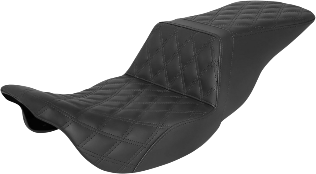 SADDLEMEN Tour Step-Up Seat with Full Lattice Stitch for Harley FL 2008-2024 – Black (Part 808-07B-195)