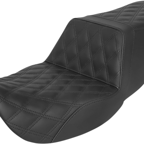 SADDLEMEN Tour Step-Up Seat with Full Lattice Stitch for Harley FL 2008-2024 – Black (Part 808-07B-195)