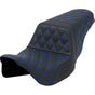 SADDLEMEN Step-Up Seat - Lattice Stitch - Blue Stitch - FLH/FLT '08-'23 - Team Dream Rides