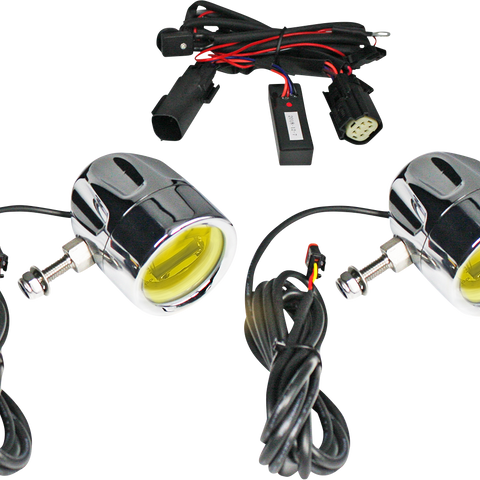 CUSTOM DYNAMICS PB-FOG-BCM-YC Chrome Fog Light with Yellow Lens for Off-Road and Street Use