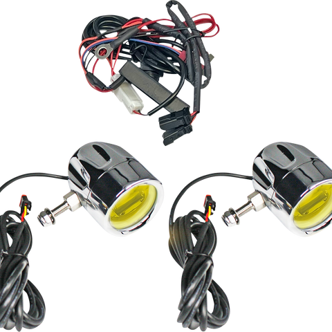 CUSTOM DYNAMICS PB-FOG-UNV-YC Fog Light with Yellow Lens and Chrome Finish