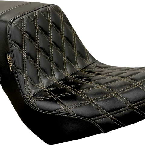 LE PERA Kickflip Seat - Diamond with Chestnut Stitching - Black for Softail '18-'23 (Part: LYR-590DD-CHET) - Team Dream Rides