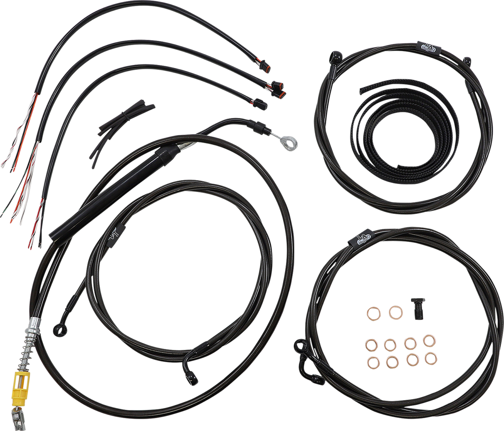 LA CHOPPERS Handlebar Cable/Brake Line Kit - Complete - 15" - 17" Handlebars - Midnight LA-8058KT2-16M - Team Dream Rides