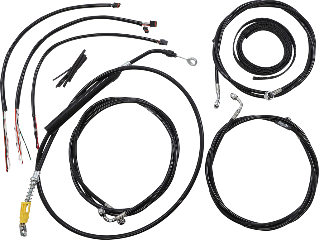 LA CHOPPERS Handlebar Cable/Brake Line Kit - Complete - 15" - 17" Handlebars - Black Vinyl LA-8058KT2-16B - Team Dream Rides
