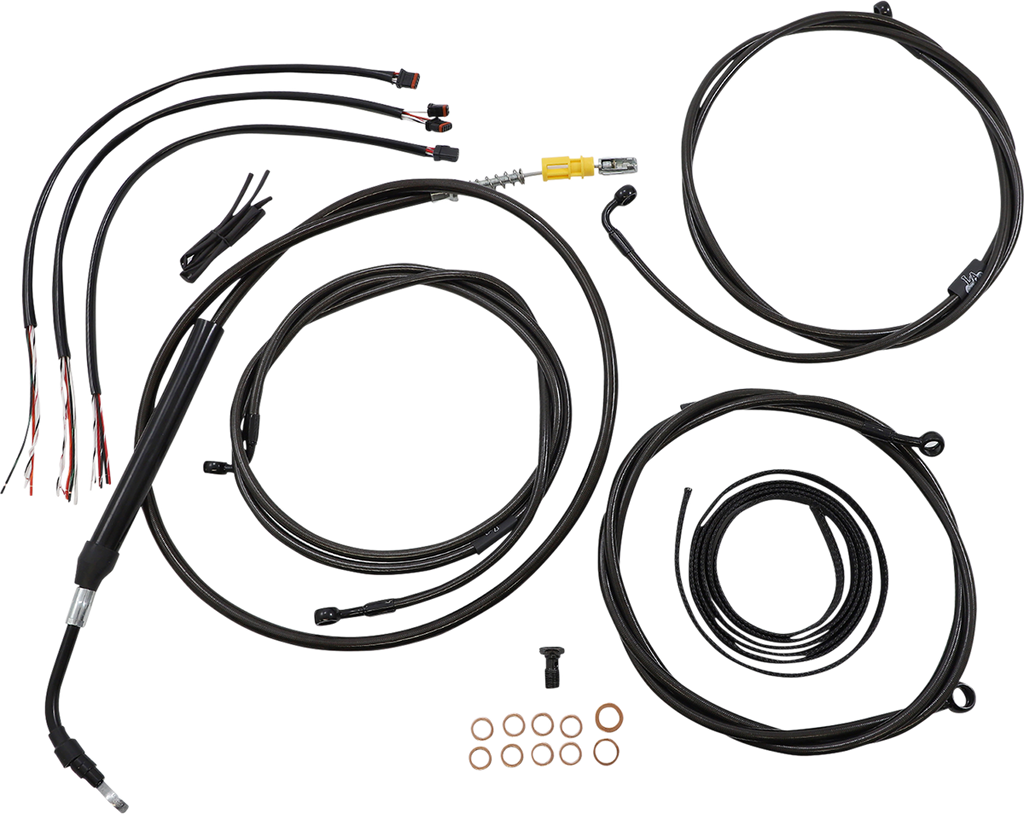 LA CHOPPERS Handlebar Cable/Brake Line Kit - Complete - 18" - 20" Handlebars - Midnight LA-8058KT2-19M - Team Dream Rides