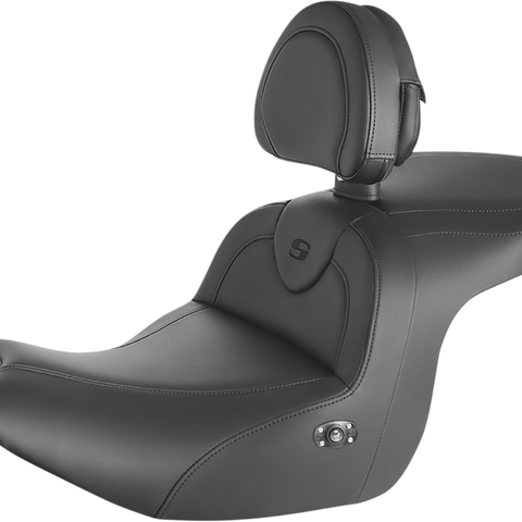 SADDLEMEN RoadSofa* Seat - with Backrest - Black w/ Black Stitching - Heated - GL1800 '18-'23 H18-07-187BRHCT - Team Dream Rides