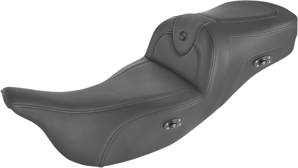 SADDLEMEN Heated RoadSofa™ Seat for FL 2009-2024 with Tall Lumbar Support and Wide Driver Saddle, Part 808-07B-187THCT