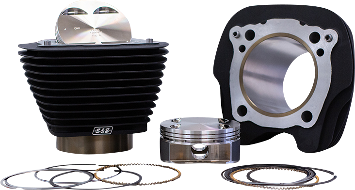 S&S Cycle 129" Big Bore Cylinder Kit for 107" M8 Engines - Wrinkle Black Finish