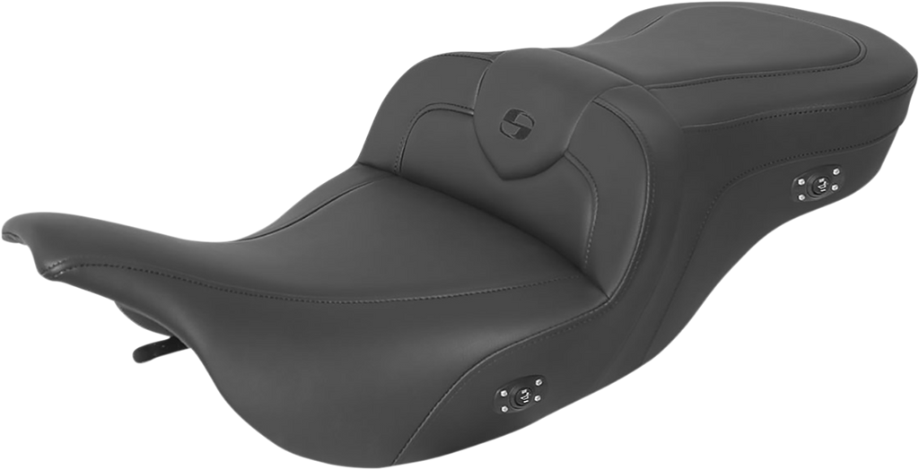 SADDLEMEN Heated RoadSofa™ Seat for Motorcycles - Model 897-07-187HCT, Black with Black Stitching