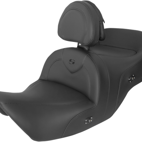SADDLEMEN RoadSofa* Seat - with Backrest - Black w/ Black Stitching - Heated - GL1800 '01-'10 H01-07-187BRHCT - Team Dream Rides