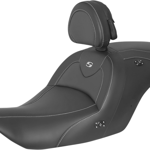 SADDLEMEN Roadsofa* Carbon Fiber Heated Seat - Black - with Backrest - GL1800 '14-'17 H23-20-185BRHCT - Team Dream Rides