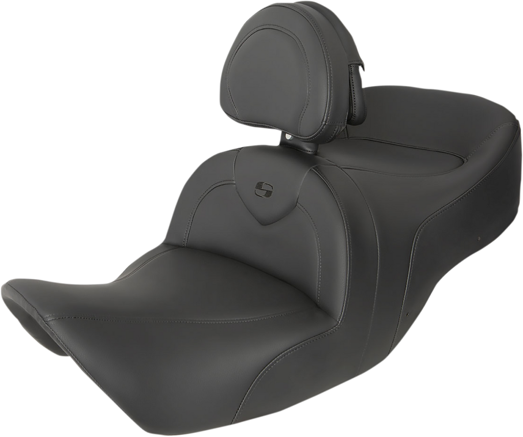 SADDLEMEN RoadSofa* Seat - with Backrest - Black w/ Black Stitching - GL1800 '01-'10 H01-07-187BR - Team Dream Rides