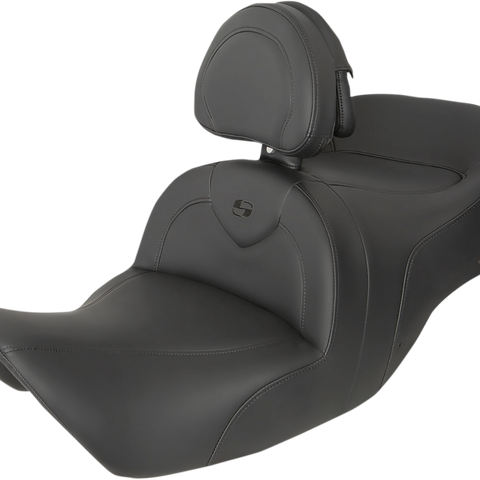 SADDLEMEN RoadSofa* Seat - with Backrest - Black w/ Black Stitching - GL1800 '01-'10 H01-07-187BR - Team Dream Rides
