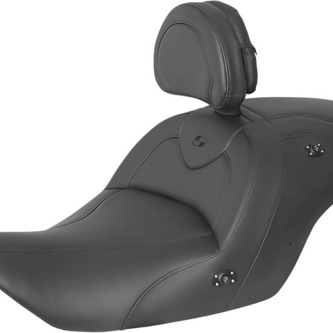 SADDLEMEN RoadSofa* Seat - with Backrest - Black w/ Black Stitching - Heated - GL1800 '14-'17 H23-20-187BRHCT - Team Dream Rides