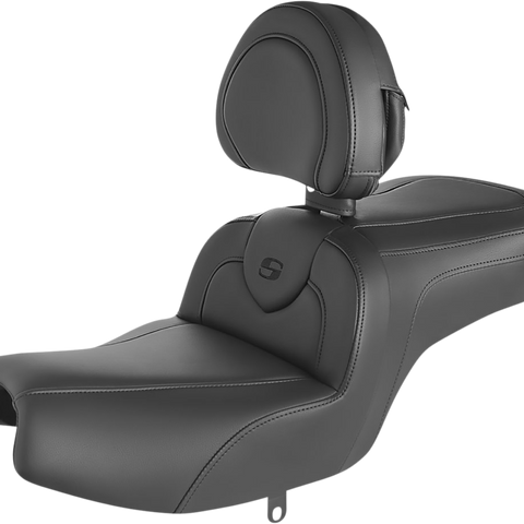 SADDLEMEN RoadSofa* Seat - with Backrest - Black w/ Black Stitching - Challenger '20-'22 I20-06-187BR - Team Dream Rides