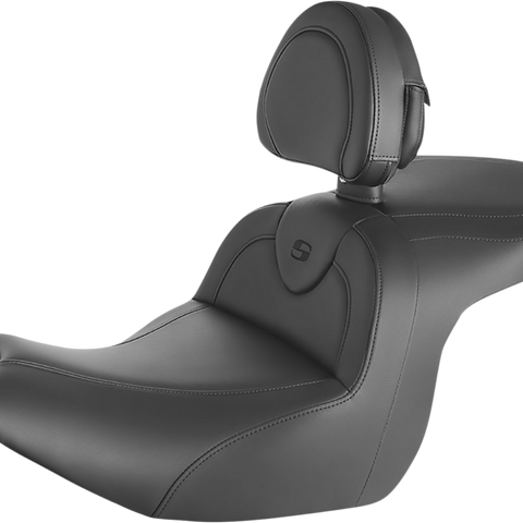SADDLEMEN RoadSofa* Seat - with Backrest - Black w/ Black Stitching - GL1800 '18-'23 H18-07-187BR - Team Dream Rides