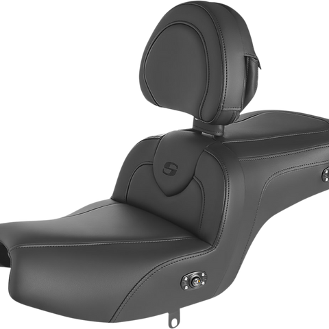 SADDLEMEN RoadSofa* Seat - with Backrest - Black w/ Black Stitching - Heated - Challenger '20-'22 I20-06-187BRHCT - Team Dream Rides