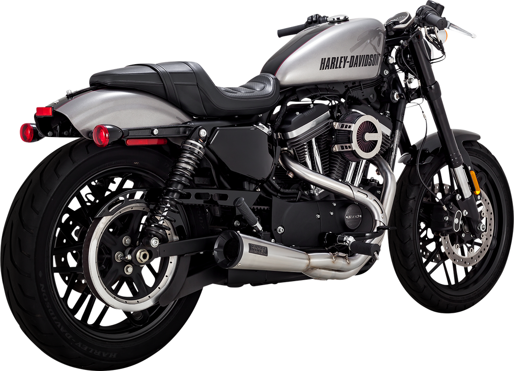 Vance & Hines 27327 2-into-1 Upsweep Exhaust System in Brushed Stainless Steel