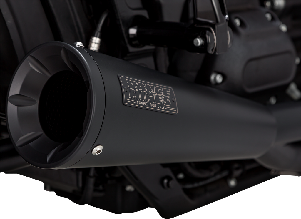 Vance & Hines 47323 2-into-1 Upsweep Exhaust System with Black Finish and Stainless Steel Construction