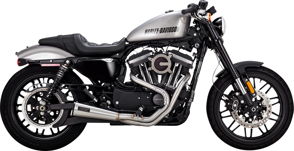 Vance & Hines 27327 2-into-1 Upsweep Exhaust System in Brushed Stainless Steel