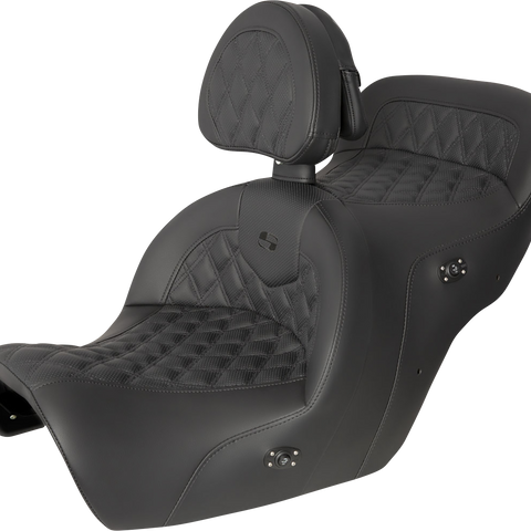SADDLEMEN RoadSofa* Seat - with Backrest - Full Lattice Stitch - Black - Heated - GL1500 '88-'00 H88-07-182BRHCT - Team Dream Rides