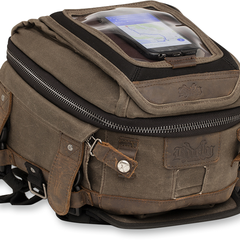 Burly Brand Tank Tail Bag - Dark Oak B15-1010D with Magnetic Mounting and Accessory Features