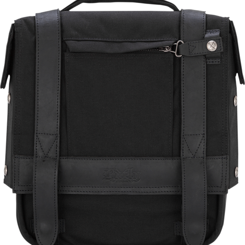 Burly Brand B15-1000B Detachable Saddlebag in Black with Leather Paneling and Quick-Release System