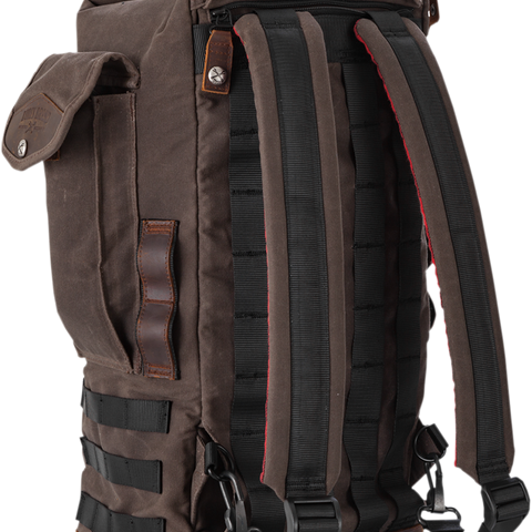 BURLY BRAND Sissy Bar Backpack Dark Oak B15-1013D with Leather Paneling and Secure Features