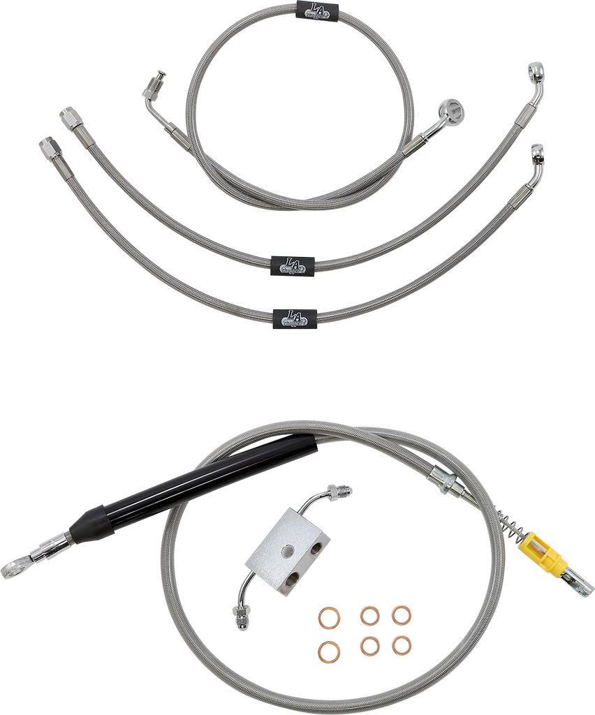 LA CHOPPERS Handlebar Cable/Brake Line Kit - Quick Connect - 12" - 14" Ape Hanger Handlebars - Stainless Steel LA-8157KT-13 - Team Dream Rides