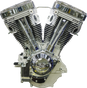 S&S Cycle V124 Long Block Engine 310-1160 for Big Twin Alternator-Style Primary, Chrome/Natural